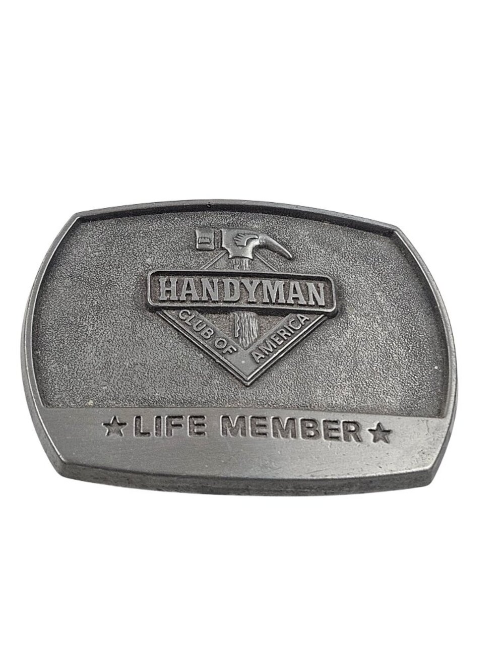 Vintage Belt Buckle Handyman Club Of Ameria Life Member Pewter Rectangular
